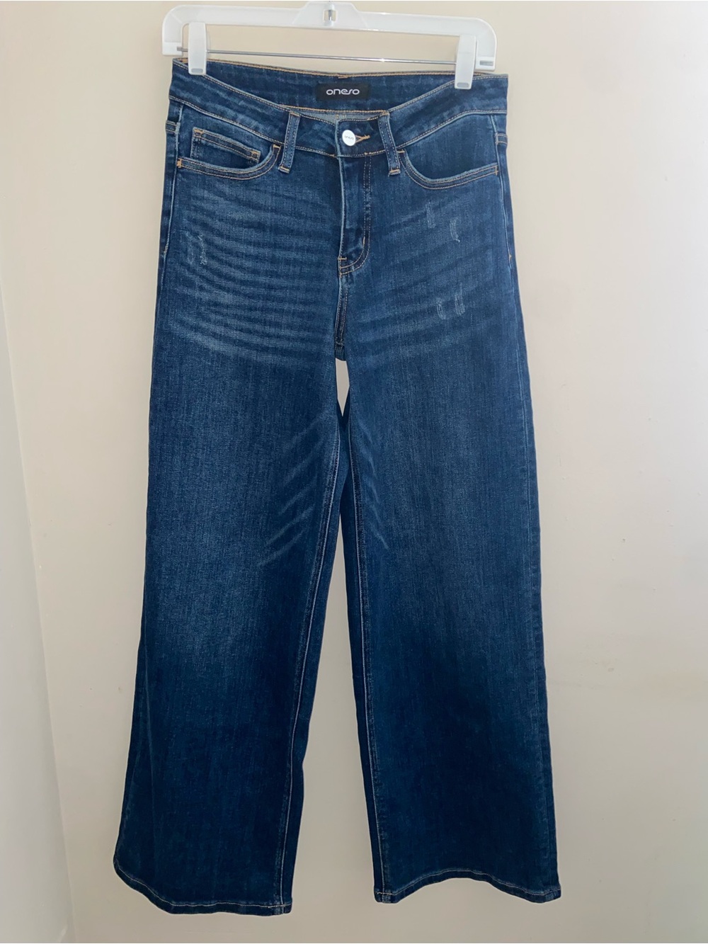 Wide Leg Women's Jeans in Dark Blue Oneso Size 27